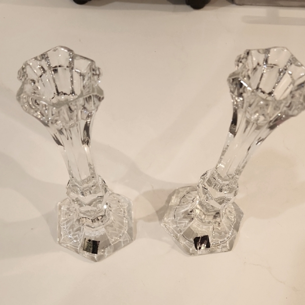 NWOT Crystal Candle Holders 24% PBO